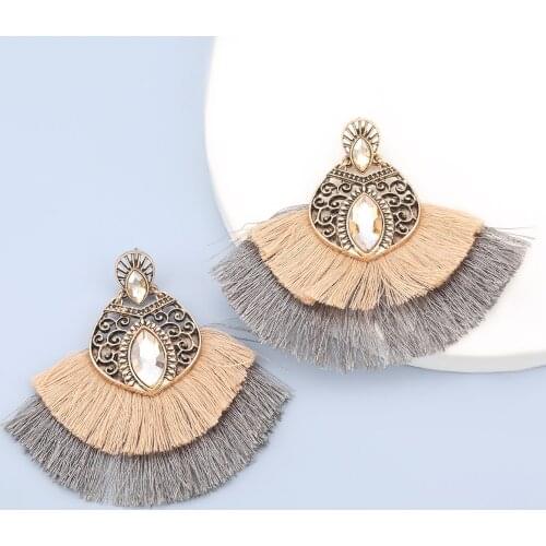 Pauli Manfi 2020 Fashion Simple Glass Fan-shaped Tassel Earrings Womens Popular Retro Party Jewelry Accessories