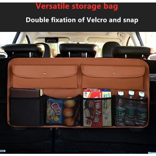 Car Rear Seat Back Storage Bag Multi Hanging Nets Leather Pocket Trunk Bag Organizer Auto Stowing Tidying Interior Accessories