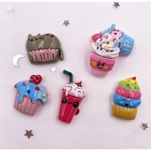 Lovely Resin Colorful Ice Cream Cake Cola Flatback Cabochon Figurine 12pcs DIY Scrapbook Decor Home Craft Accessories OG80