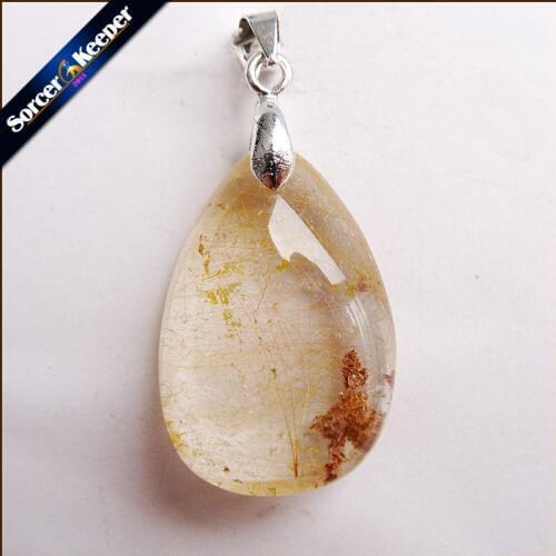 Rare Natural Quartz Rutilated Garden Quartz Crystal Pendant Red or Gold Crystal Necklace Natural Stones and Minerals MS919