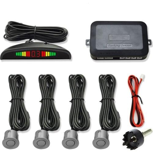 Car Reverse Backup Radar System With 4 Parking Sensors Sound Warning Automobile Distance Detection LED Distance Display