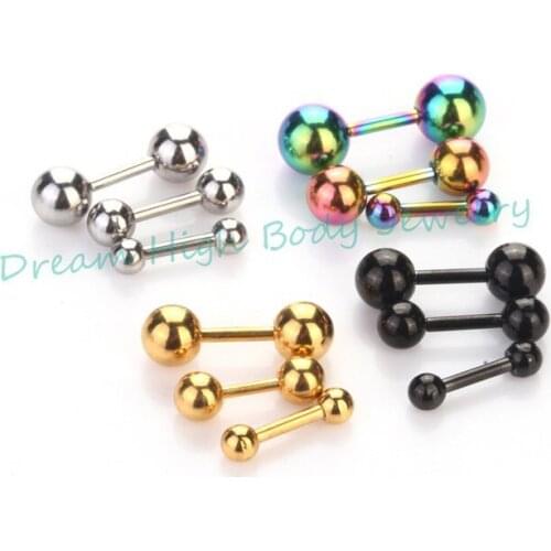 Barbell Ear Retro 3-5 Mm Stainless Steel Ball Piercing Studs Earrings Black Golden Blue 16G Sale Fashion Body Jewelry For Women