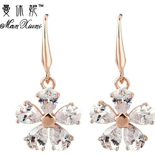 Manxiuni New Fashion Crystal CZ Dangle Earrings Plated Gold Drop Earring oorbellen voor vrouwen Jewelry For Women Wedding