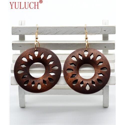 YULUCH 2018 New Personality New Design Handmade Natural African Wood Earrings for Women Elegant Art Jewelry