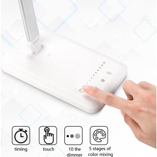 Led Desk Lamp 5-Color Stepless Dimmable Touch Foldable Table Lamp Bedside Reading Eye Protection Night Light DC5V USB Chargeable