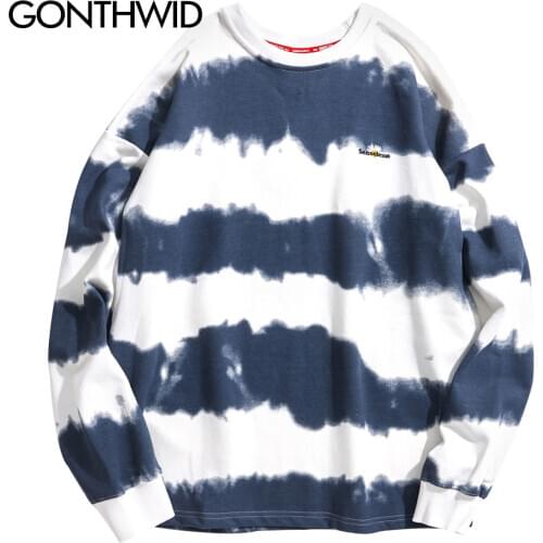 GONTHWID Harajuku Tie Dye Striped Pullover Sweatshirts Hoodies 2020 Mens Hip Hop Casual Streetwear Fashion Hoodie Outwear Tops