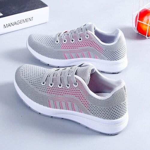 Mesh Shoes Breathable Womens Casual Sports Single-Layer Shoes Popular Lace-up Injection Moulded Shoes round Toe Board Shoes