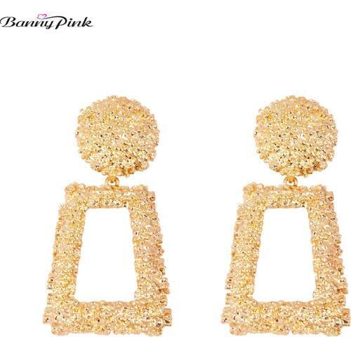 Banny Pink New Punk Multi Color Geometrical Pendant Earrings For Women Chunky Metal Statement Dangle Earrings large Drop Earring