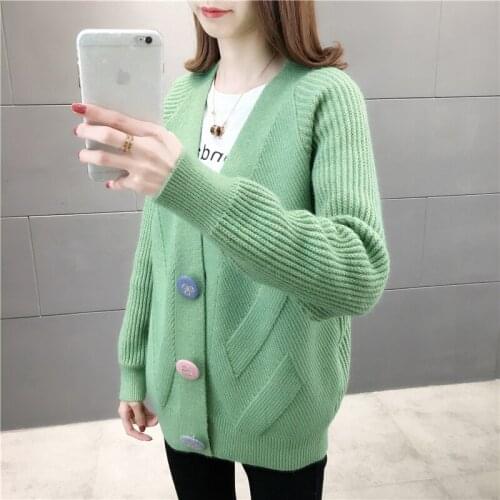 2020 Spring New Sweater Women Loose Tops Korean Short knitted Cardigan Coat Fashion Long sleeve Cardigans Sweaters Women G164