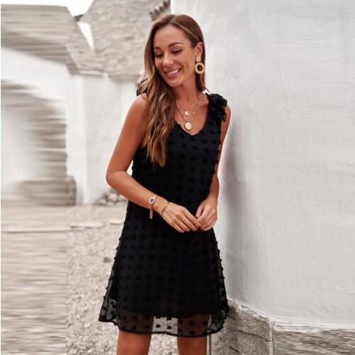 New Summer Sexy woman sleeveless Dress Vintage midi Dresses Chiffon black streetwear Clothes For Fashion Womans Clothing 2021