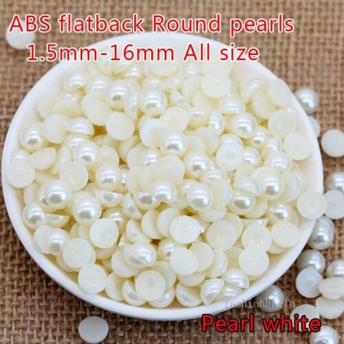 1.5-16mm half Round FlatBack ABS Imitation cream pearl craft Nail Art beads Scrapbook Wedding Card Embellishments DIY Decoration