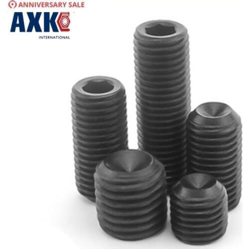 100pcs M2 M2.5 M3 DIN916 Black Carbon Steel Metric Thread Grub Screws Inner Hexagon Socket Set Screw