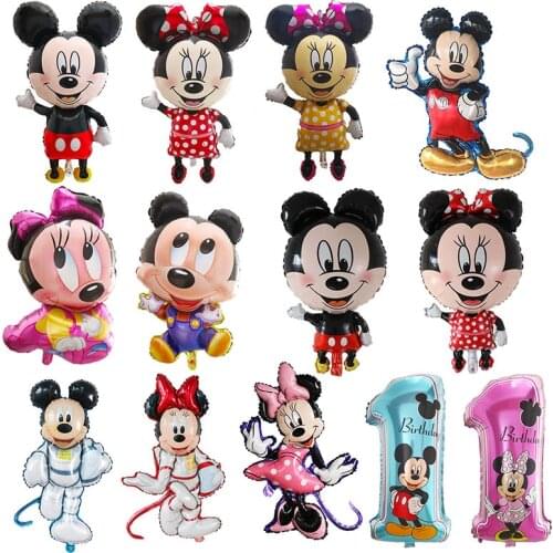 110cm Large Mickey Minnie Mouse Foil Balloons Cartoon Birthday Party Decorations Kids Baby Shower Party Baloon Toys