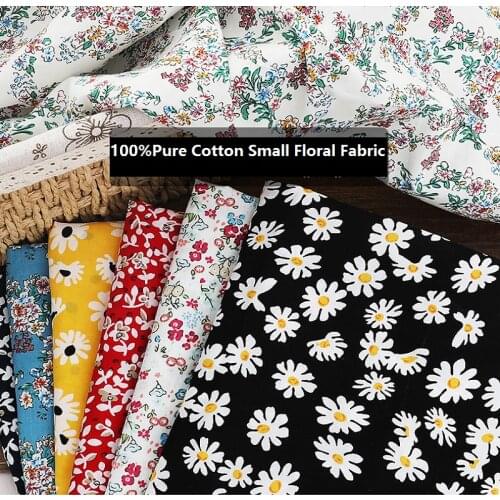 150cm*50cm Pure Cotton Small Floral Fabric Pastoral Printing Fabric Baby Clothing Dress Handmade Home DIY Apparel Sewing Fabric