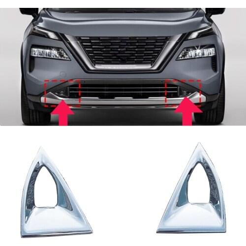 For Nissan Rogue X-Trail T33 2021 2022 Front Fog Lights Cover Frame Trim ABS Chrome Exterior Refit Car Styling Accessories 2pcs
