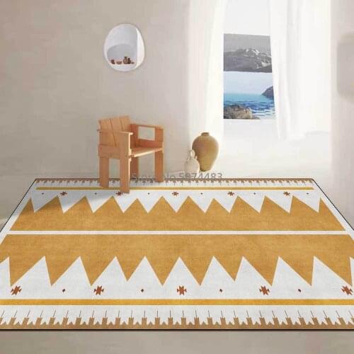 200*300cm Fashion Golden Yellow Simple Triangle Geometry Ethnic Style Living Room Bedroom Bedside Carpet Floor Mat Customization
