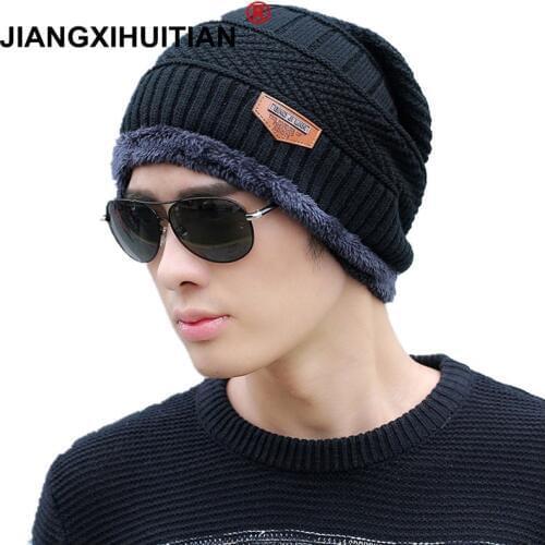 2018 Men Beanies Knit Hat Winter Cap For Man knitted Cap Boys Thicken Hedging Cap Balaclava Skullies Fashion Warm knit Beanie