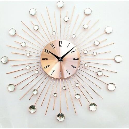 2021 Metal Modern Wall Clocks Crystal Diamond Large Luminous Home Decor Wall Clock Art Design Living Room 3D Vintage Clock Wall