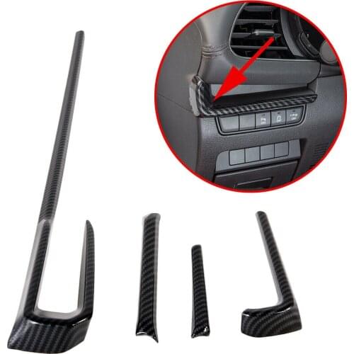 Fit For Mazda 3 2019 2020 Carbon Fiber Dashboard Console Control Strips Cover Trim Molding Protector Accessories