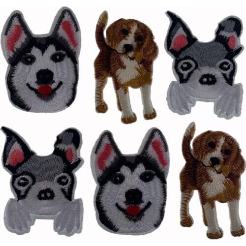5Pcs Embroidery Dog Pattern Iron on Patches For Clothing Sewing Sticker DIY Badges Decorative Accessories