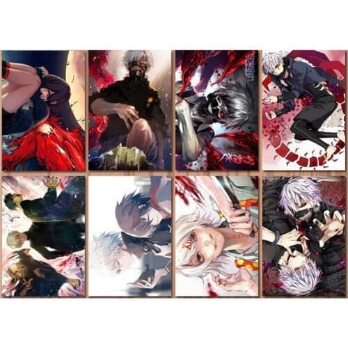 8pcs/set Tokyo Ghoul Kaneki Ken Anime Manga Wall Poster Scroll Home Decoration Art