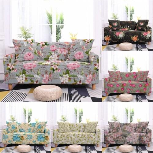 Flower Printing Sofa Cover for Living Room 1/2/3/4 Seat Non-slip Couch Cover Sectional Corner Sofa Stretch Slipcover funda sofa