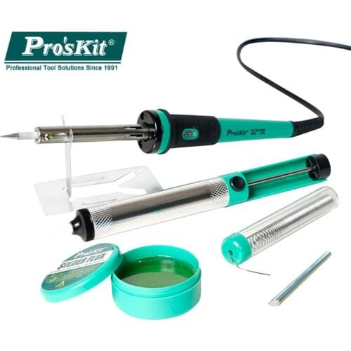 Proskit PK-916G 6 In 1 Electricity Soldering Iron Kit Soldering Tools Set With Flux Solder Wire Suction Tin Device Iron Stand