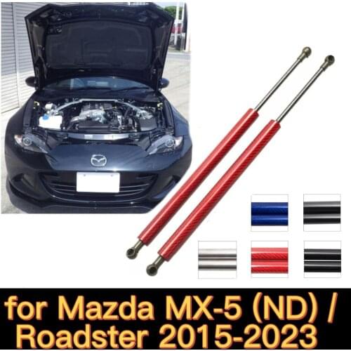 For 2015-2023 Mazda MX-5 ND / Roadster Convertible Front Hood Bonnet Gas Struts Lift Supports Shock Absorber Dampers Rod Springs