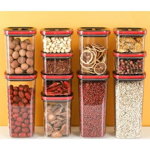 Sealed Box Storage Jar Food Containers Dried Fruit Powder Square Transparent Coffee Canister Bean Grain Organzier for Kitchen