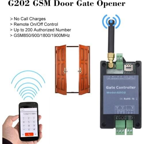 G202 GSM Door Gate Opener Remote On/Off Relay Switch Remote Control Door Access Wireless Door Opener By Free Call SMS