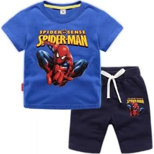 Disney Spiderman Boys Clothes Set Summer Kids T shirt With Pants Casual Sport Suits 2pcs Tracksuit Outfits Childrens Clothes