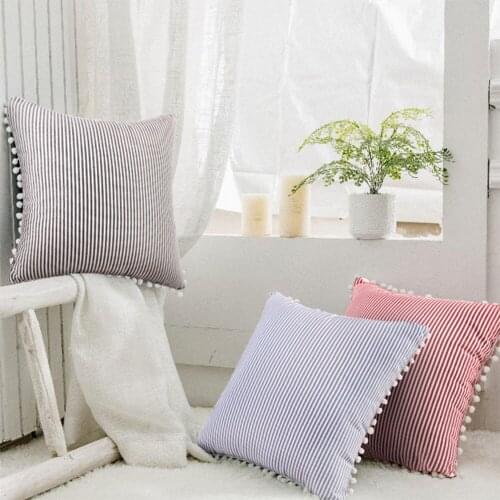 Striped Square Throw Pillow Cover Case Horizontal and Vertical Stripes Linen Pillowcase Cushion Cover Car Decoration