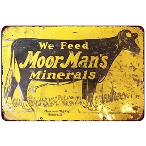 Animal Metal Tin Sign Wall Decor Moor Mans Minterals & Feed Rustic Vintage Aluminum for farmhouse home man cave kitchen decor