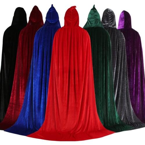 Hood Cloak Cosplay Medieval Long Cape Halloween Party Women Men Adult Long Mage Witchcraft Wicca Robe Conceal Gown Reenactment