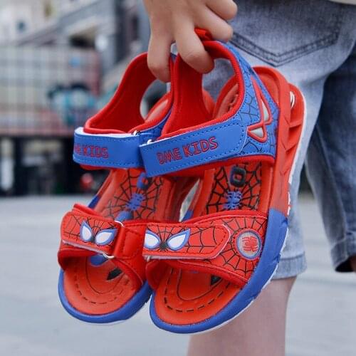 Disney Boys 2021 Summer New Spider-Man 1-12 Years Old Childrens Lightweight Breathable Beach Shoes Rubber Non-slip Sandals
