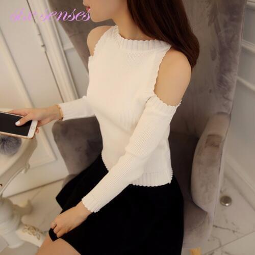 New women sweaters elegant off shoulder long sleeve o-neck warm sueter stretch knitted sweters pullover,HH0038