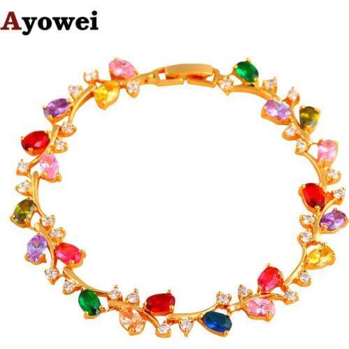 Charming Style Yellow Gold tone Color Zirconia Brand Bracelets for Women Health Nickel & Lead Free Fashion Jewelry TB1009A