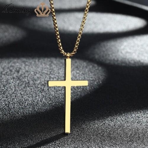 Simple Style Cross Pendant Necklace For Women Men Jesus Christ Couple Stainless Steel Fashion Jewelry Accessories