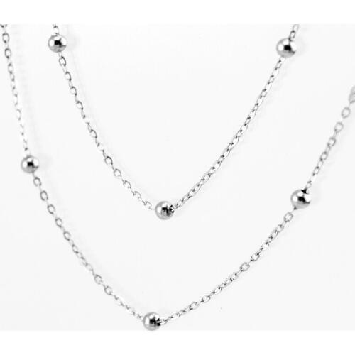 Sell in Meter NO Clasp women Stainless steel necklace 1.2mm Space ball rolo chain thin chain DIY jewelry wholesale necklace