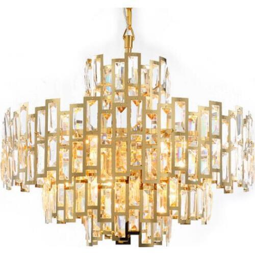 Postmodern stainless steel light luxury crystal chandelier villa duplex building simple exhibition hall creative personality