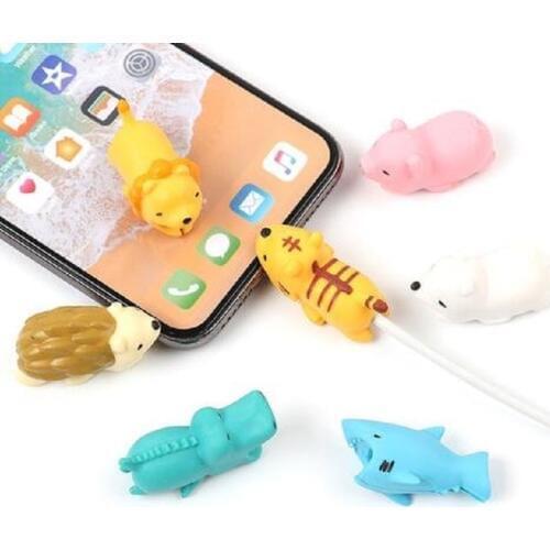 Dropshipping 1pcs Protector for Iphone cable Winder Phone holder Accessory chompers rabbit dog cat Animal doll model funny