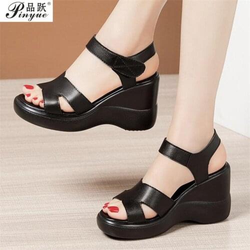 Fashion Summer Platform Wedges Sandals Quality Back Buckle High Heels Gladiator Sandals for Office Casual Big Size 32-43
