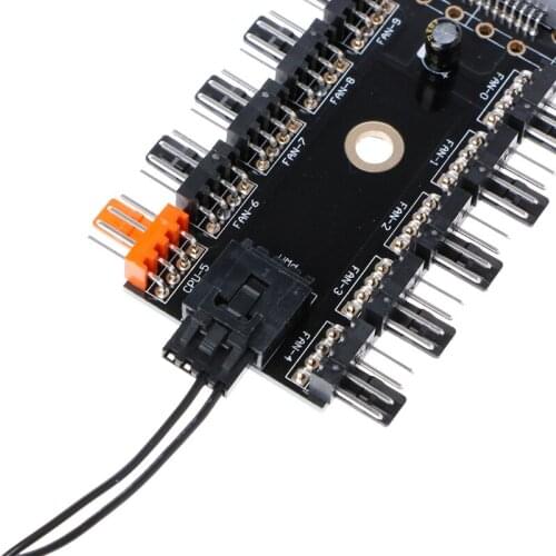 SATA 1 To 10 Way Splitter PWM Cooling Fan Hub 4-Pin 12V Power Socket PCB Adapter