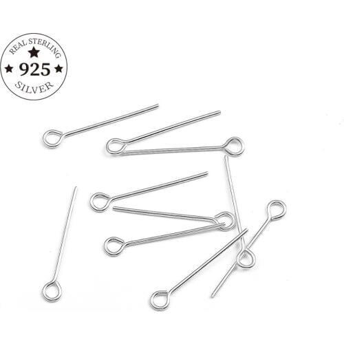 925 Sterling Silver Findings 15 20 25 30 35 40 50mm Eye Head Pins Eye Pins Headpins For DIY Jewelry Making Accessories 10pcs