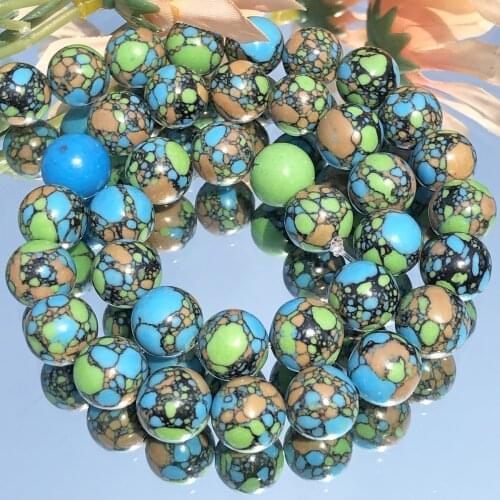 Blue Green Sea Sediment Turquoises Imperial Jaspers Round Loose Spacer Beads for Jewelry Making Diy Accessories 4/6/8/10/12MM