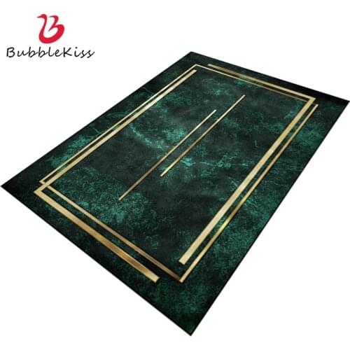 Bubble Kiss Dark Green Carpets For Living Room Home Gold Line Decoration Pad Heavy Metal Style Large Rugs Customized Floor Mats