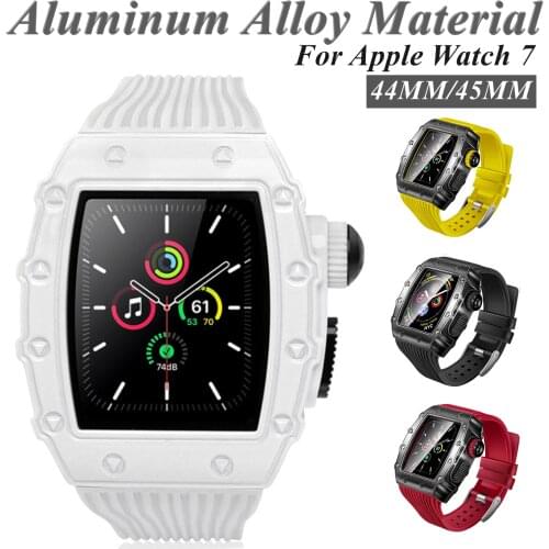 Luxury Aluminum Alloy Sport for Apple Watch Band6 SE 5 4 44MM Men Silicone for Iwatch Series44mm 6 SE Stainless Steel Metal belt