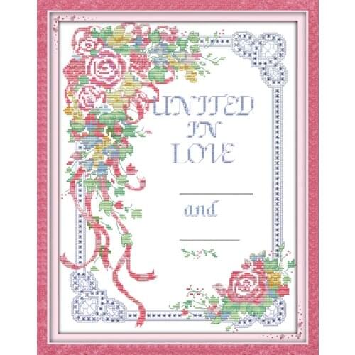 Wedding vows cross stitch kit flower 18ct 14ct 11ct count printed canvas stitching embroidery DIY handmade needlework
