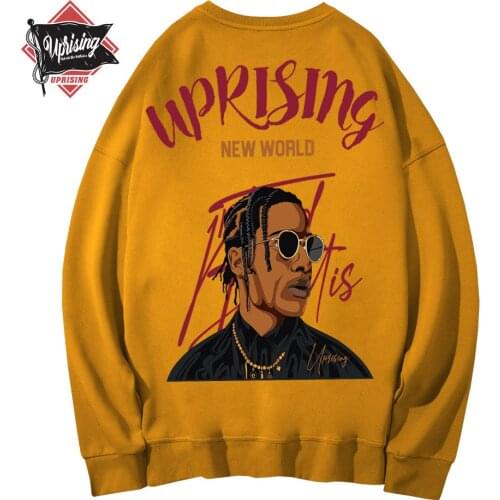 Hoodies, Sweatshirts UPRISING Rap music Street dance TOP Hip hop Loose Round neck long sleeve Human head Hoodies