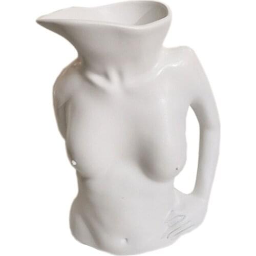 Resin Vase Female Human Body Art Kettle Mouth Shape Sculpture Flower Pot Home Decoration